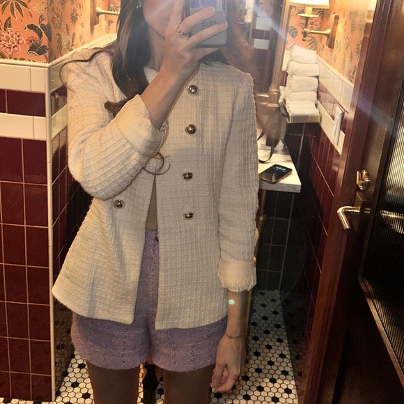 Zara Crème / White Textured Blazer - Picture 3 of 7